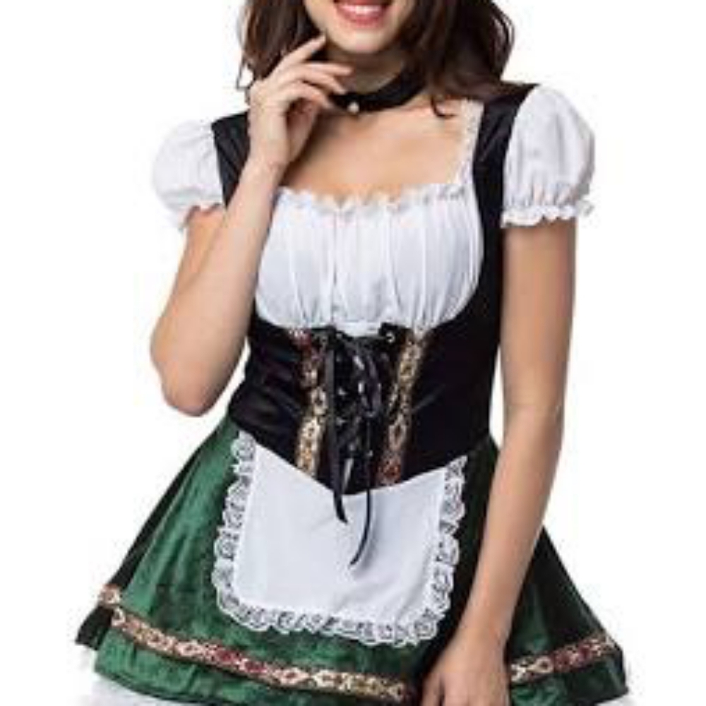 German tavern maiden costume/dirndl/tracht Vintage Red Size M/L